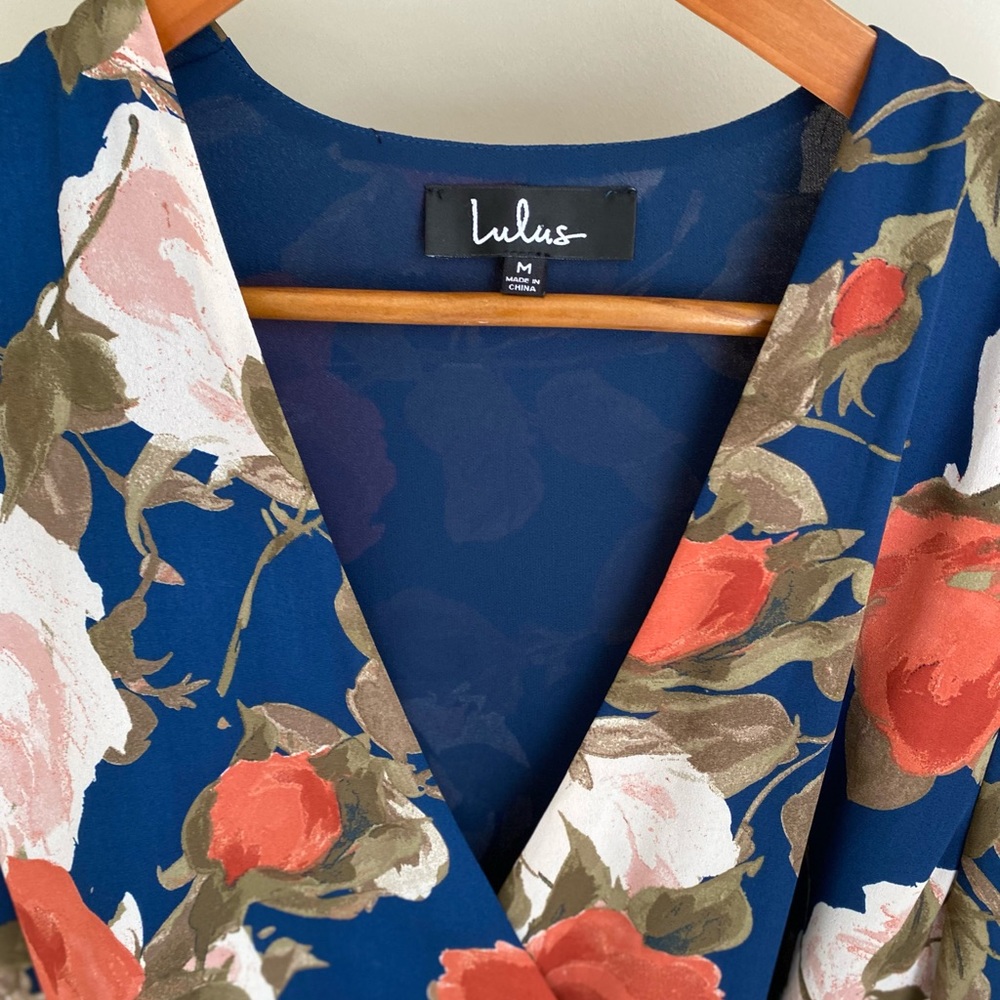 Lulu’s Wrapped Up in Roses Navy Floral Print Dress - Picture 8 of 13
